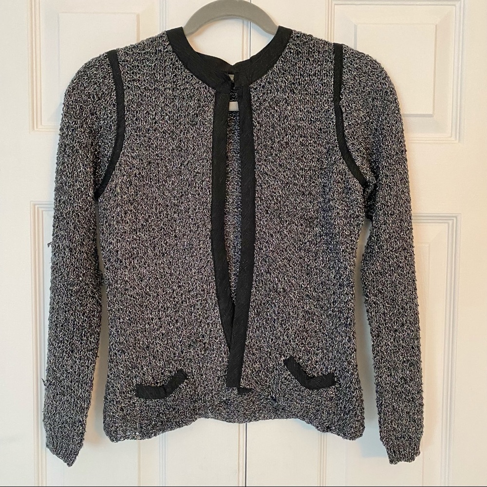 Sparkly knit vintage-style cardigan w/black detail